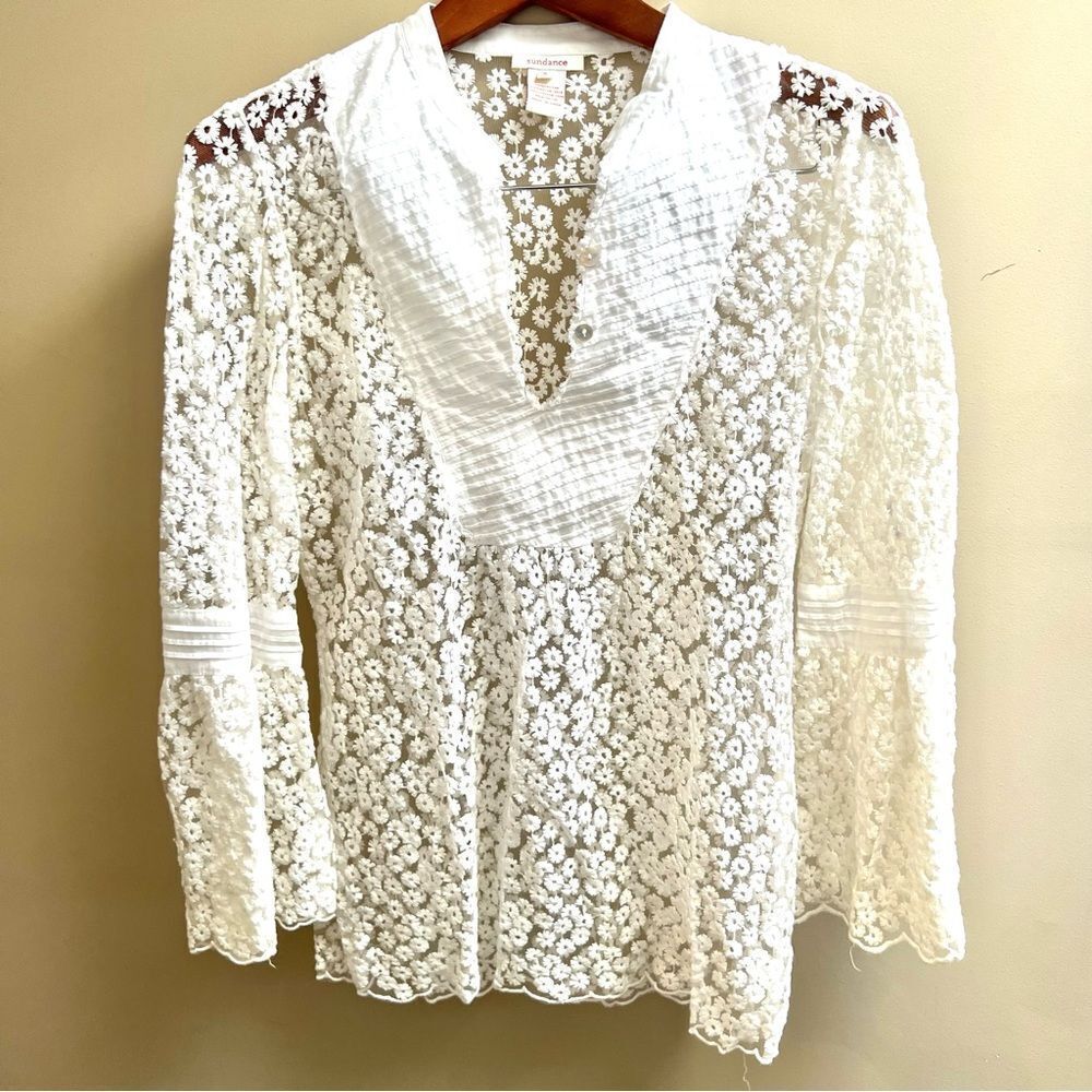 Sundance White boho Lace Blouse sm